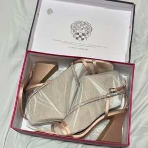 Vince Camuto Metallic Pink Strappy Heels